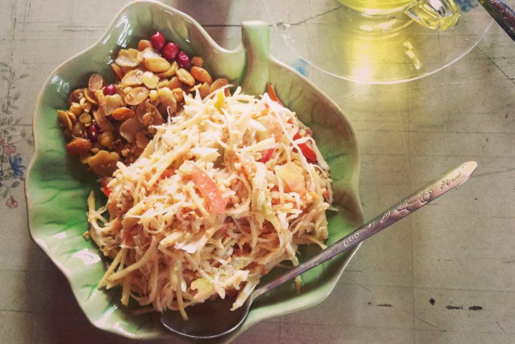 Burmese Ginger Salad and mint tea