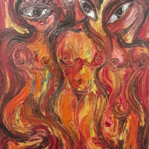 Three Ladies in Red by Ba Sai Wunna